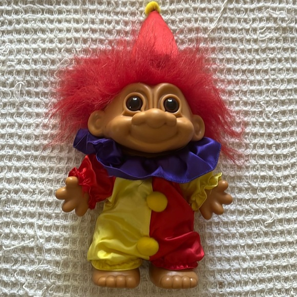 Rare Vintage Large 8" Russ Red Haired Troll Clown Doll With Hat - Picture 3 of 7